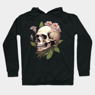 Bones And Botany Skull and Flowers design Hoodie